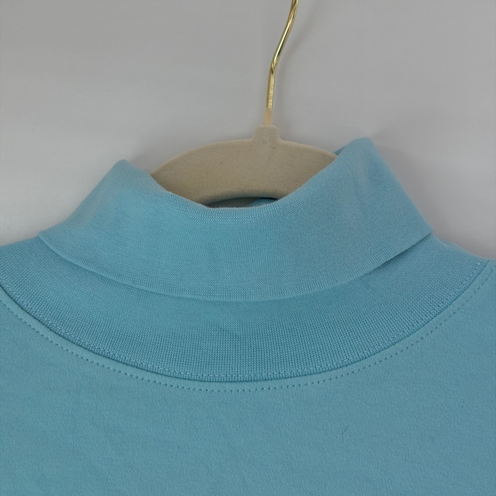 VINTAGE LL BEAN | 90s BUTTERMOM AQUA BLUE COTTON TURTLENECK - Picture 7 of 9